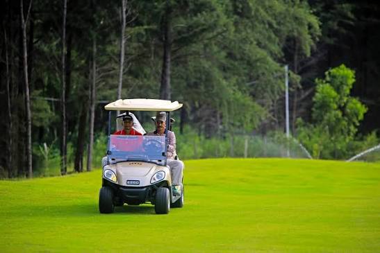 Golfers in play